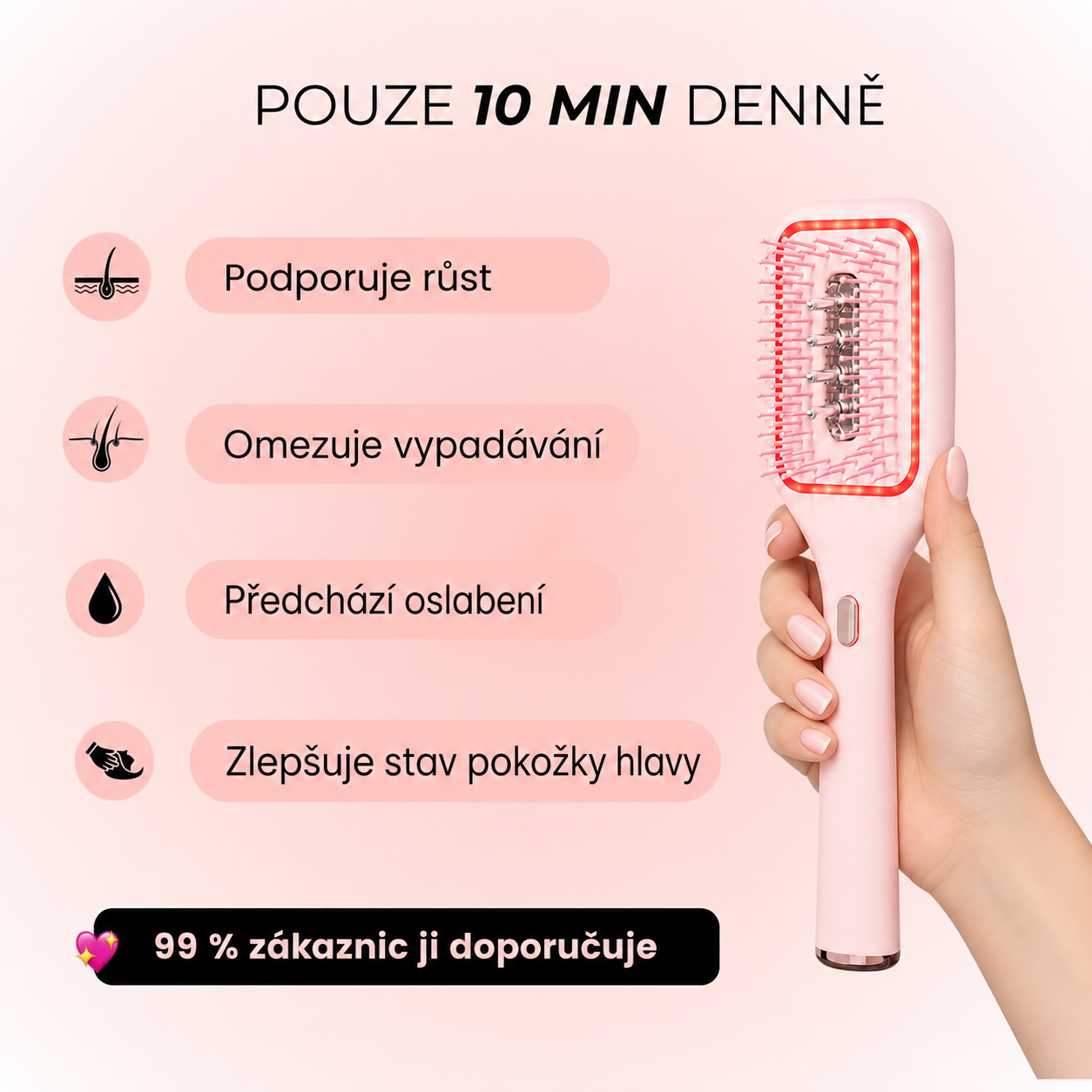 LIFTIA: LED Kartáč pro stimulaci růstu vlasů